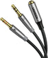 UGREEN Headphone Splitter Adapter, 3.5mm 2 Male to Female Smartphone Headset Cable Mic and Speaker Combo for PC Audio