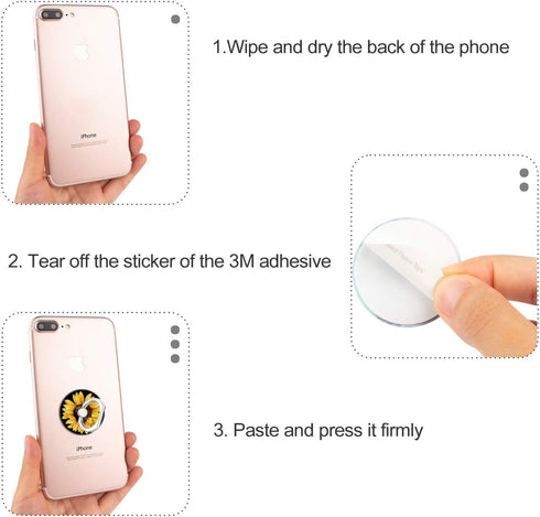 Bonoma Cell Phone Ring Holder Stand, 3 Pack Sunflowers 360 Rotation Universal Grip for Smartphones