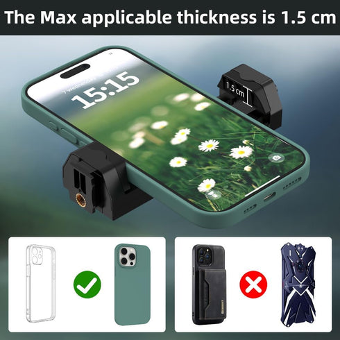 Head-Mounted Mobile Phone Holder, First-Person View Video Bracket with Clip for iPhone, Samsung, All Smartphones