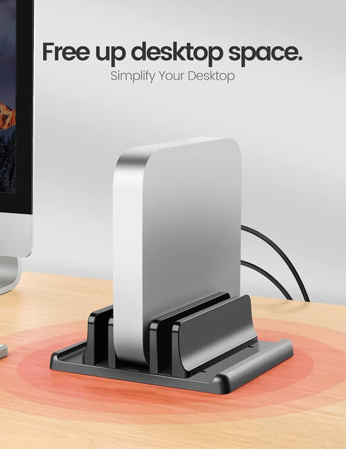 3-Slot Vertical Laptop Stand Holder, Adjustable ABS Plastic Desktop Notebook Dock, Space-Saving Vertical Laptop Stand
