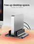 3-Slot Vertical Laptop Stand Holder, Adjustable ABS Plastic Desktop Notebook Dock, Space-Saving Vertical Laptop Stand
