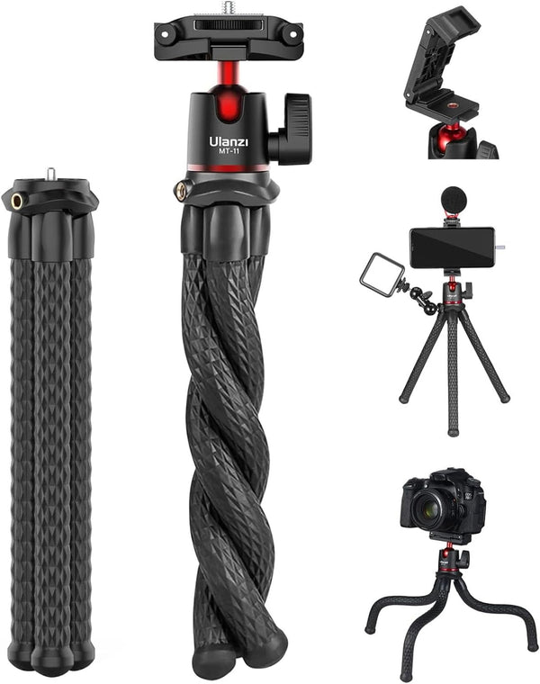 ULANZI Camera Tripod, Mini Flexible Stand with Hidden Phone Holder, 1/4'' Screw for Universal Cameras