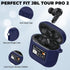 Case Cover for JBL Tour Pro 2, Dark Blue Silicone Protective Shockproof Earbuds Case with Keychain, 2023 Compatible