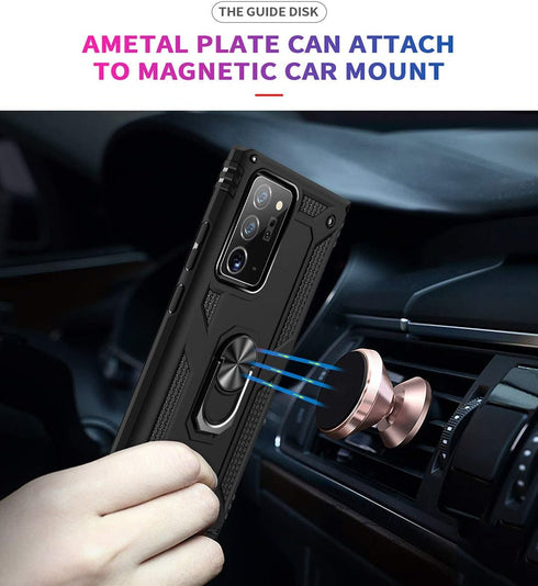 ADDIT Case for Samsung Note 20 Ultra, Military Grade with Ring Car Mount Kickstand, Black