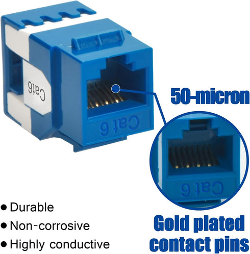 Cat.6 RJ45 110 Type 180 Keystone Jack, 5-Pack, Blue