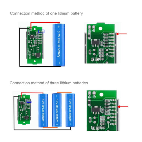 Create idea 4Pcs Battery Capacity Indicator Module 3-34V Battery Charge Indicator Module 5mA Compatible with 1S 2S 3S 4S 5S 6S 7S 8S