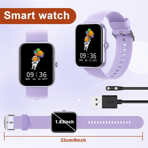 PTHTECHUS Smart Watch for Kids, 1.83" Fitness Tracker with Heart Rate/Sleep Monitor, 37 Sports Modes, Phone Calls,