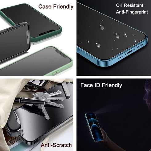 iPhone 12 Pro Max 6.7" Matte Privacy Screen Protector 2 Pack, Anti-Spy, Scratch Resistant, Tempered Glass, Full Coverage