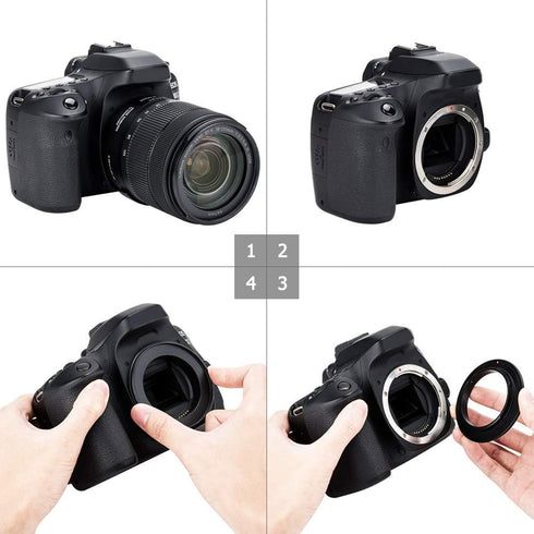58mm Macro Lens Reverse Ring Adapter for Canon EOS Rebel T6 T7 T5 SL3 SL2 with EF-S 18-55mm Kit Lens