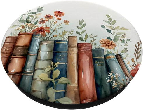 Bookworm Watercolor Floral Bookish Flower Theme PopSockets Standard PopGrip