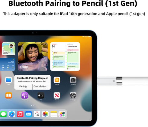 USB-C to Pencil Adapter for Apple Pencil 1st Generation, USB C to for Lightning Pencil Charging Adapter Type C Bluetooth Pair Connector Compatible with iPad 10th Gen (White)