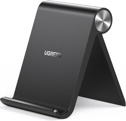 UGREEN Portable Cell Phone Stand for Desk, Adjustable Angle Holder, Compatible with iPhone 15 Pro Max, Mini, Black