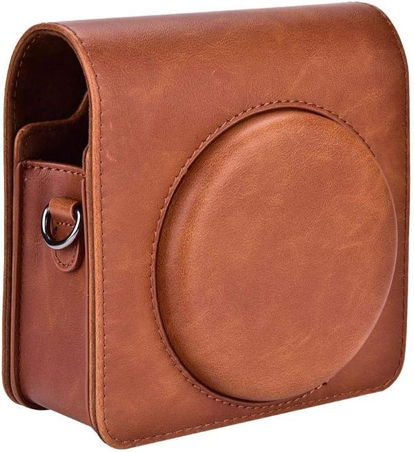 PU Leather Camera Bag with Shoulder Strap for Fujifilm Instax SQ6 (Brown) Protective Case