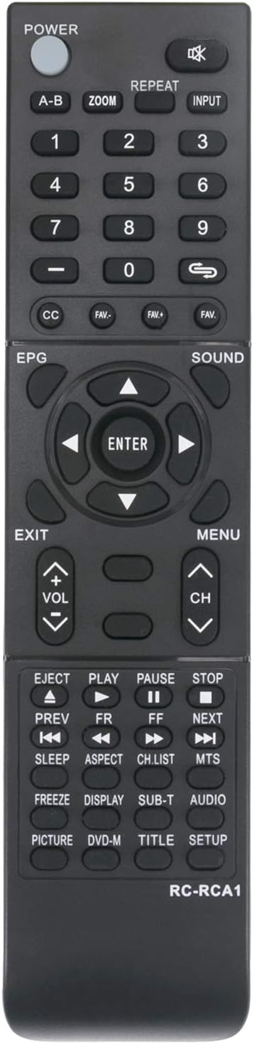 RC-RCA1 Replacement Remote Control for RCA TV Models, Compatible with LED39B45RQ, 46LB45RQ, 32LA30RQ and More