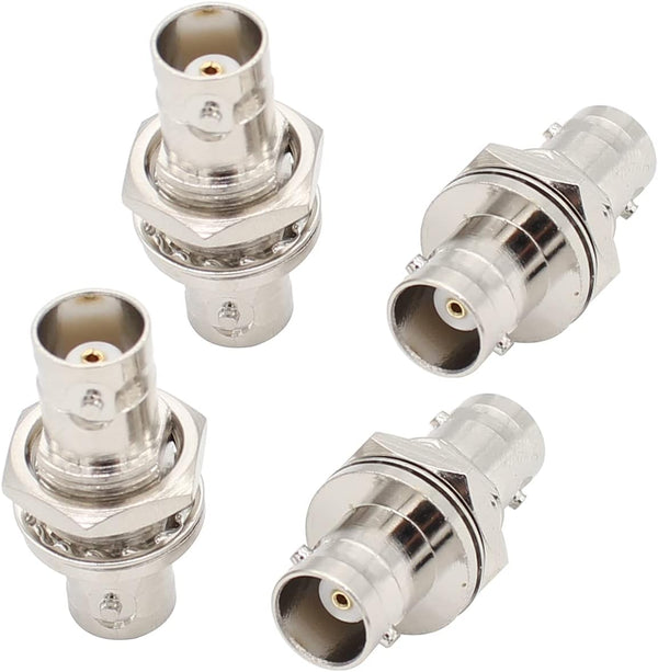 BNC Female to Female Adapter Bulkhead Connector, Coax Extension BNC Coupler for CCTV Security Camera System - 4-Pack