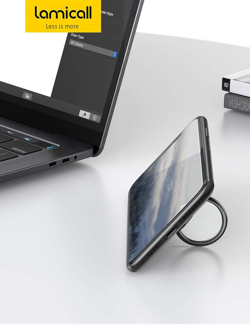 Lamicall Cell Phone Ring Holder Stand - 360° Rotation Polished Metal Grip, Phone Finger Kickstand for iPhone 16/15/14
