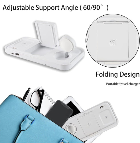 Lamp with Wireless Charger, 4 in 1 Charging Station for iPhone/Samsung/Qi Phones, AirPods, iWatch, White