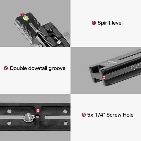 Koolehaoda 240mm Professional Rail Nodal Slide Metal Quick Release Clamp, Dual Dovetail Camera Bracket Mount