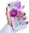 iPhone SE Case 2022/2020 by Qokey, for iPhone 7/8, Flower Cute Design with 360 Degree Rotating Ring (Purple Red)