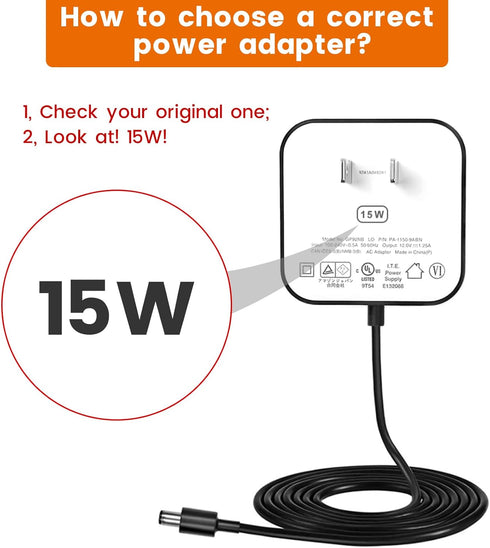 15W Power Adapter Replacement for Echo Pop, Dot 5th Gen, 4th Gen, 3rd Gen, Kids Edition, TV Cube Smart Speakers - Black Charger Cord Plug Long Cable, 5ft