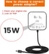 15W Power Adapter Replacement for Echo Pop, Dot 5th Gen, 4th Gen, 3rd Gen, Kids Edition, TV Cube Smart Speakers - Black Charger Cord Plug Long Cable, 5ft