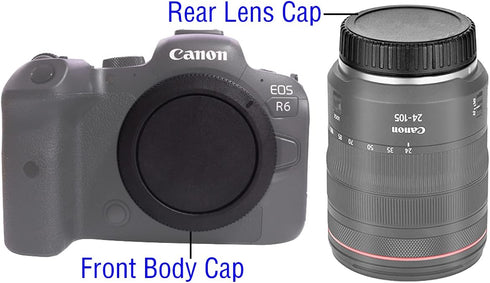 Camera Body Cap & Lens Rear Cap Cover for Canon EOS R50 R100 R10 R8 R7 R6 R5 R5C R3 R RP