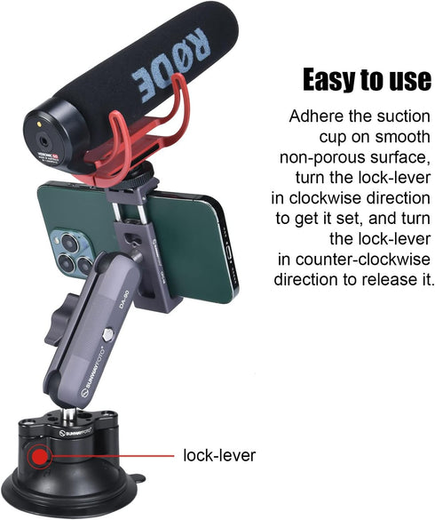 SUNWAYFOTO Universal Cellphone Auto Bracket - Suction Cup Mount for Windshield Car Window, Cell Phone Holder SPH-01