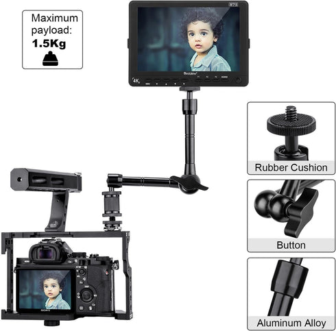 FOMITO 11 inch Articulating Magic Arm + Super Clamp for DSLR Rig Camera, LCD Monitor, LED Video Light