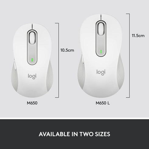 Logitech Signature M650 L Full Size Wireless Mouse, Silent Clicks, Customizable, for PC/Mac/Chromebook