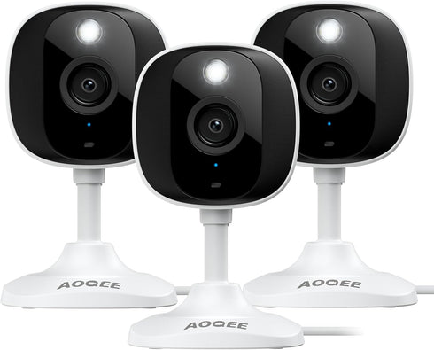 AOQEE 2K Cameras for Home Security-Outdoor/Indoor Camera for Dog/Cat/Pet/Nanny/Baby/Elderly, Color Night Vision, White