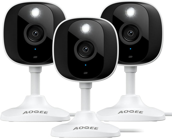 AOQEE 2K Cameras for Home Security-Outdoor/Indoor Camera for Dog/Cat/Pet/Nanny/Baby/Elderly, Color Night Vision, White
