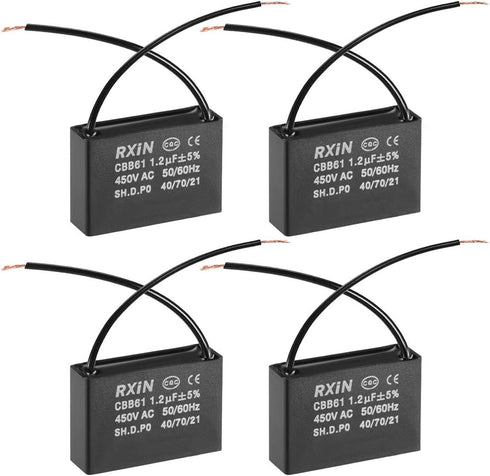 uxcell Ceiling Fan Capacitor CBB61, 1.2uF 450V AC, Pack of 4 for Water Pump Motor