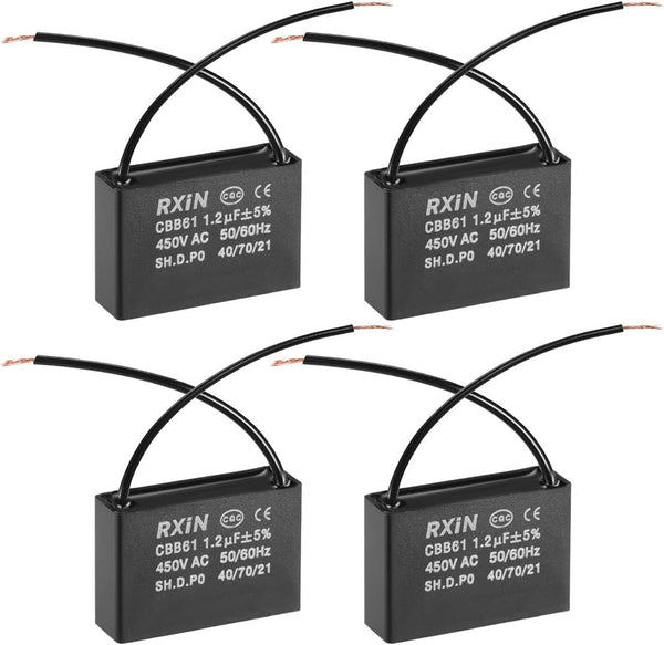 uxcell Ceiling Fan Capacitor CBB61, 1.2uF 450V AC, Pack of 4 for Water Pump Motor