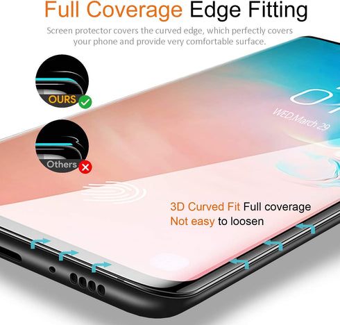 Samsung Galaxy S10+ Tempered Glass Screen Protector with Camera Lens Protector, Clear Full Screen Coverage