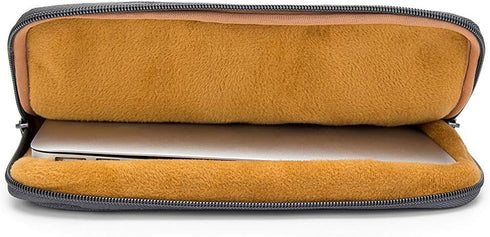 Kinmac Grey Canvas 360° Protective Waterproof Laptop Sleeve with Pocket for iPad 12.9", MacBook Air/Pro 13"