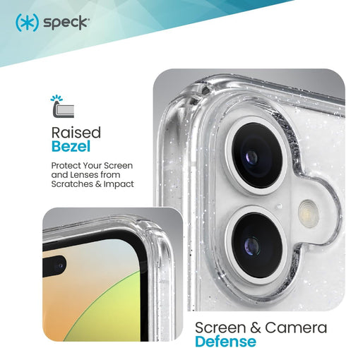Speck 16 Clear iPhone Plus Case - Slim GemShell - Clear/Platinum Glitter