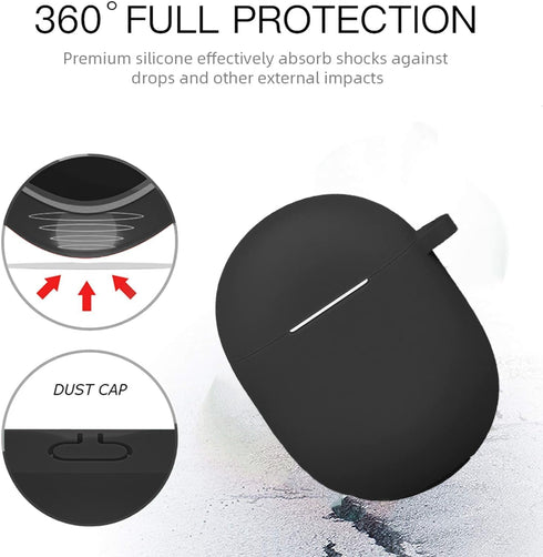 for Google Pixel Buds Pro Case Cover 2022 with Cleaner Kit, Soft Silicone Shockproof Protective Case Skin with Carabiner for Google Pixel Pro Case, Front LED Visible, Black