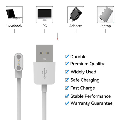 Chofit Magnetic Charger for VeryFit ID208BT/ID207 Smart Watch, USB Charging Cable Cord (White)