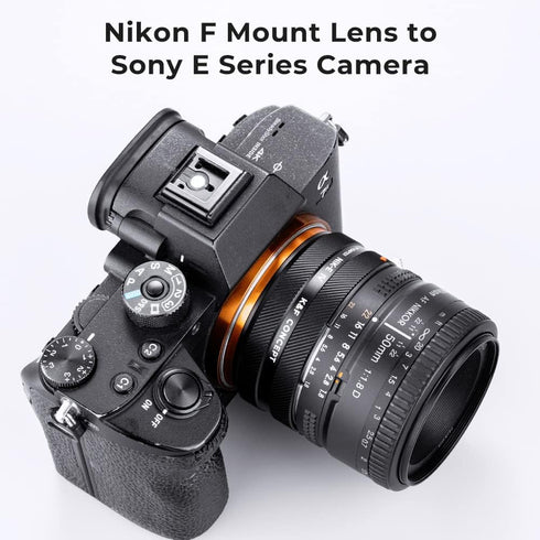 K&F Concept Lens Mount Adapter NIK-NEX IV Manual Focus for Nikon F Lens and Sony E Mount Camera Body