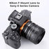 K&F Concept Lens Mount Adapter NIK-NEX IV Manual Focus for Nikon F Lens and Sony E Mount Camera Body