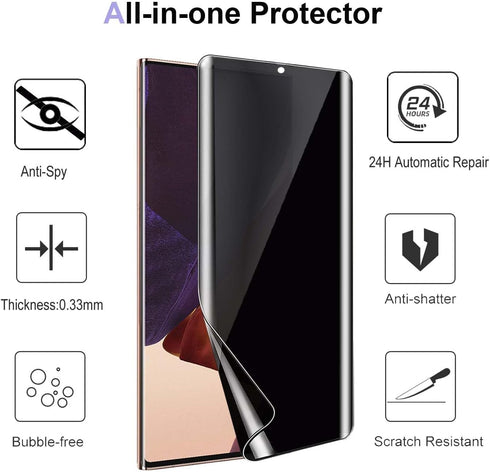 2 Pack Privacy Screen Protector for Samsung Galaxy Note 20 Ultra - Anti-Spy Flexible TPU Film HD Ultra-Thin