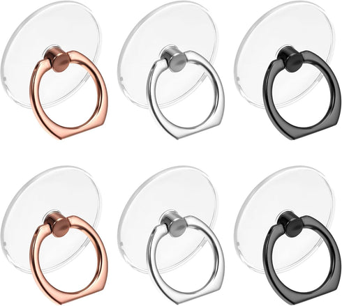 Molain 6Pcs Transparent Phone Ring Grips Holder, 360 Degree Rotation Ring Holder for