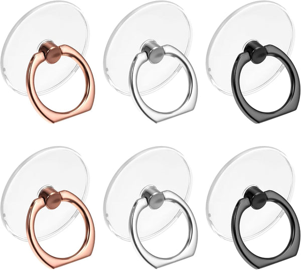 Molain 6Pcs Transparent Phone Ring Grips Holder, 360 Degree Rotation Ring Holder for
