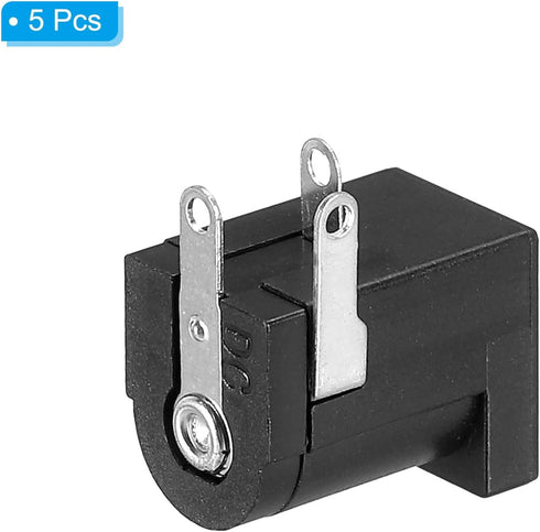 PATIKIL 5.5x2.1mm DC Power Connector, 5 Pack 3 Pin PCB Mounting Female Plug Jack