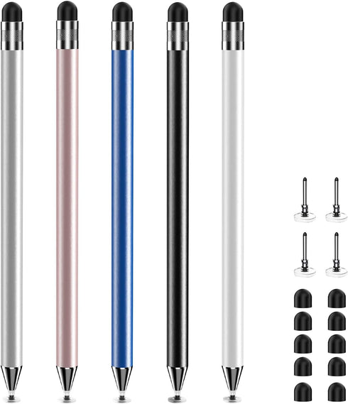 MYSTILUCK Stylus with 10 Rubber Nibs & 4 Clear Tips, 2-in-1 Stylus Pen