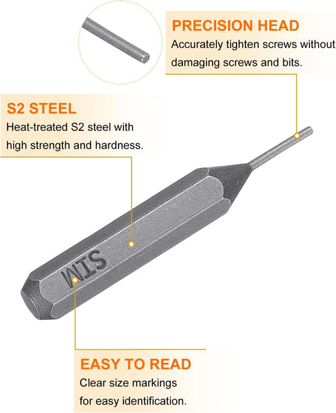 10pcs SIM0.8 5/32" 28mm S2 HARFINGTON Card Removal Screwdriver Bit Hex Shank Length Magnetic Cylindrical Head Steel SIM