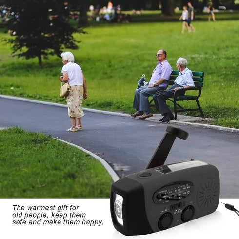 Upgrade Portable Solar Emergency Weather Radio, Hand Crank AM/FM NOAA Survival Radio with LED Flashlight