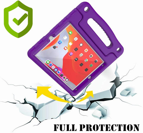 MAISON iPad 9th/8th/7th Generation Case, Shockproof Handle Bumper Stand Cover with Built-in Screen Protector - Purple