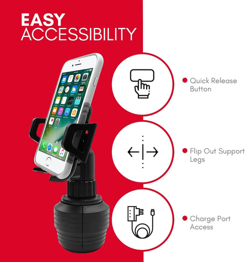 Macally Cup Holder Phone Mount - Upgraded Cell Phone Holder for Car Cup Holder, Universal for Smartphones