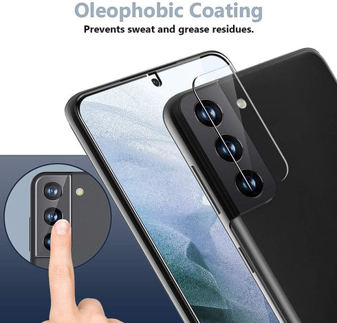 TOCOL 6 Pack Compatible with Samsung Galaxy S21 5G - 3 Pack Tempered Glass Screen Protector and 3 Pack Camera Lens